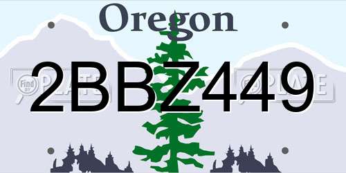 2BBZ449 Oregon License Plate