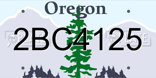 2BC4125 Oregon License Plate