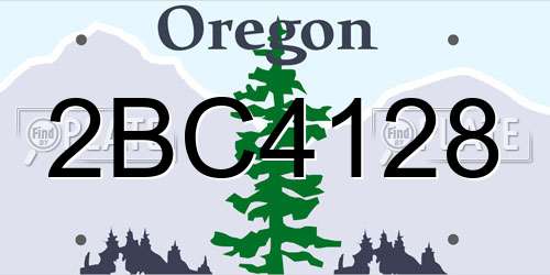 2BC4128 Oregon License Plate