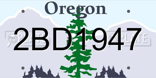 2BD1947 Oregon License Plate