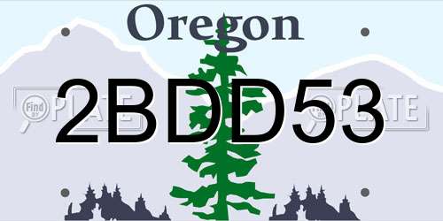 2BDD53 Oregon License Plate