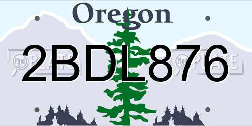 2BDL876 Oregon License Plate