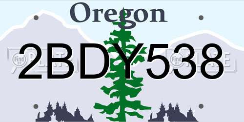 2BDY538 Oregon License Plate