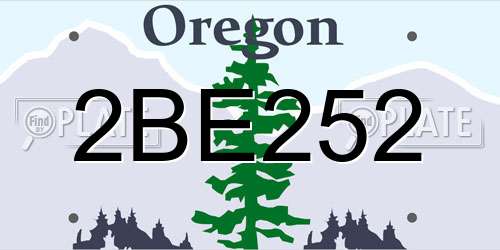 2BE252 Oregon License Plate