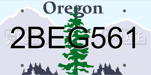 2BEG561 Oregon License Plate