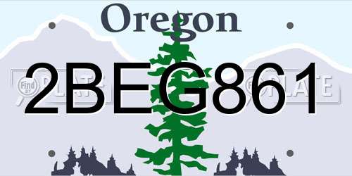 2BEG861 Oregon License Plate