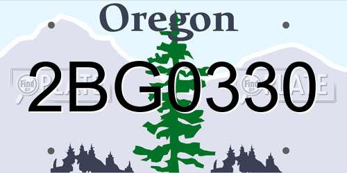2BG0330 Oregon License Plate