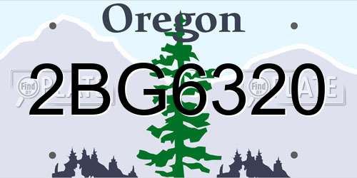 2BG6320 Oregon License Plate