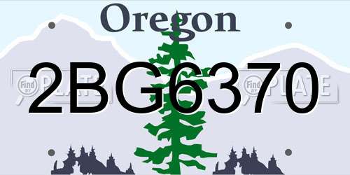 2BG6370 Oregon License Plate