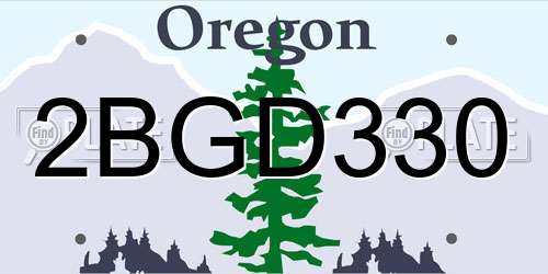 2BGD330 Oregon License Plate