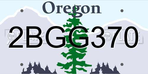2BGG370 Oregon License Plate