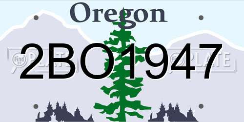 2BO1947 Oregon License Plate