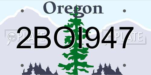 2BOI947 Oregon License Plate