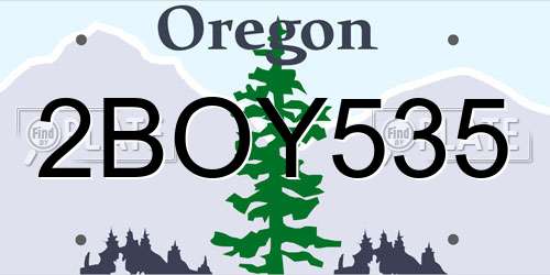 2BOY535 Oregon License Plate