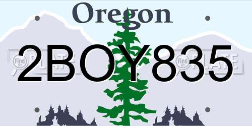 2BOY835 Oregon License Plate