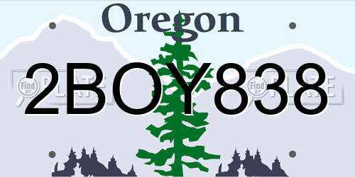 2BOY838 Oregon License Plate