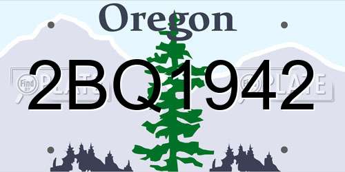2BQ1942 Oregon License Plate