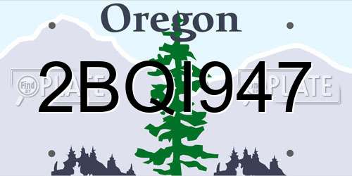 2BQI947 Oregon License Plate