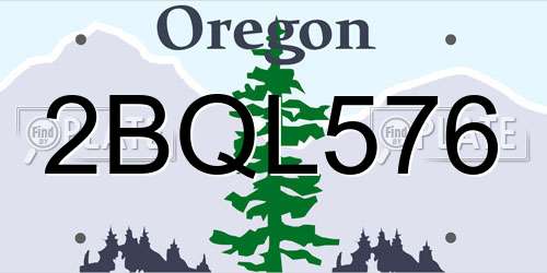 2BQL576 Oregon License Plate