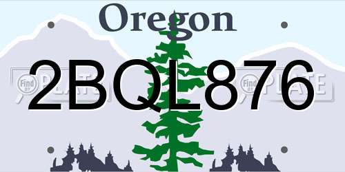 2BQL876 Oregon License Plate
