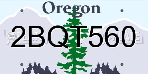 2BQT560 Oregon License Plate