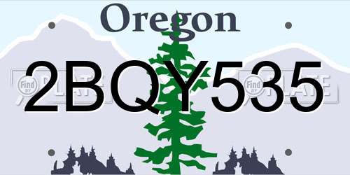 2BQY535 Oregon License Plate
