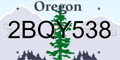 2BQY538 Oregon License Plate