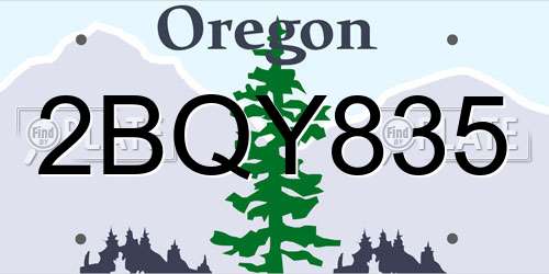 2BQY835 Oregon License Plate