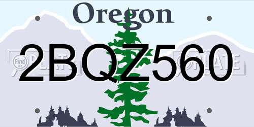 2BQZ560 Oregon License Plate