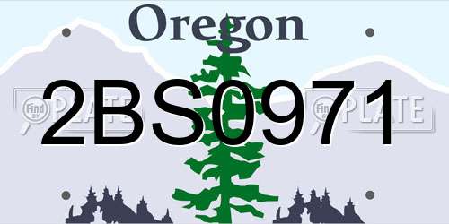 2BS0971 Oregon License Plate