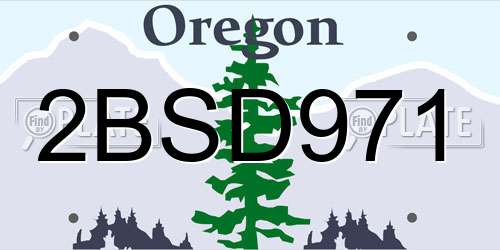 2BSD971 Oregon License Plate