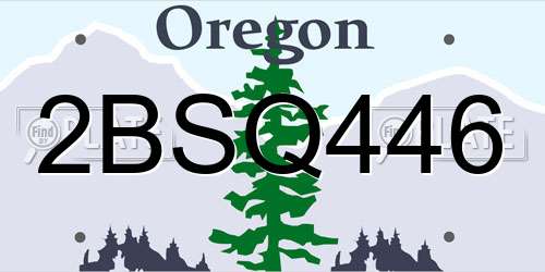 2BSQ446 Oregon License Plate