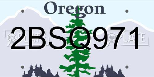 2BSQ971 Oregon License Plate