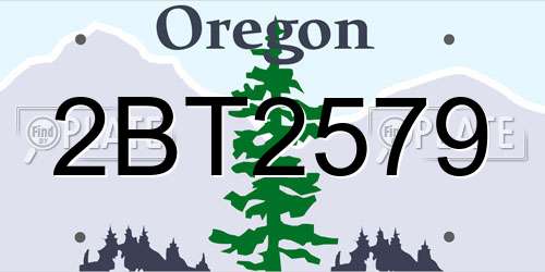 2BT2579 Oregon License Plate
