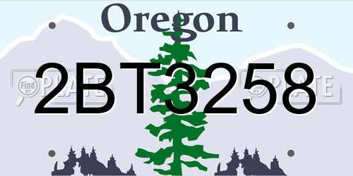 2BT3258 Oregon License Plate
