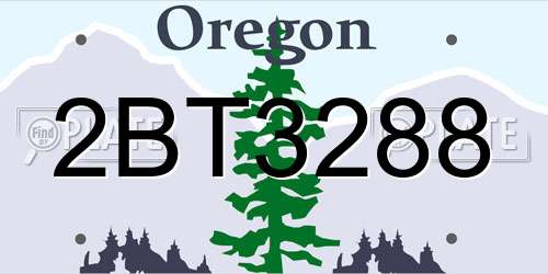 2BT3288 Oregon License Plate