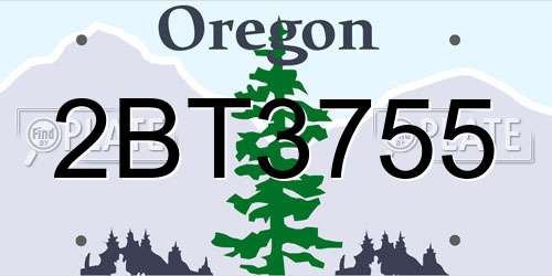 2BT3755 Oregon License Plate