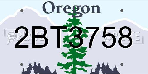 2BT3758 Oregon License Plate