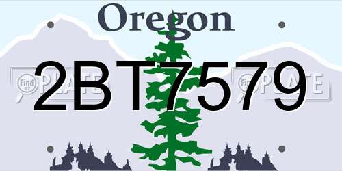2BT7579 Oregon License Plate