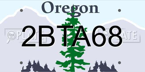 2BTA68 Oregon License Plate