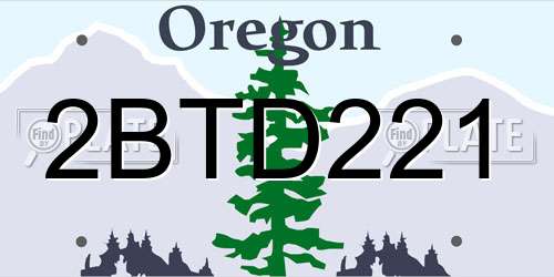 2BTD221 Oregon License Plate