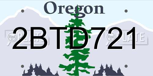 2BTD721 Oregon License Plate