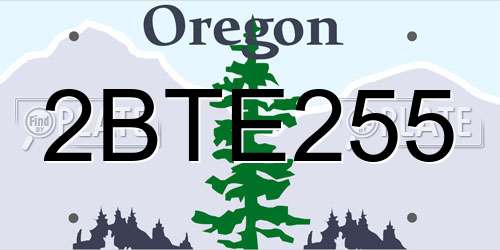 2BTE255 Oregon License Plate