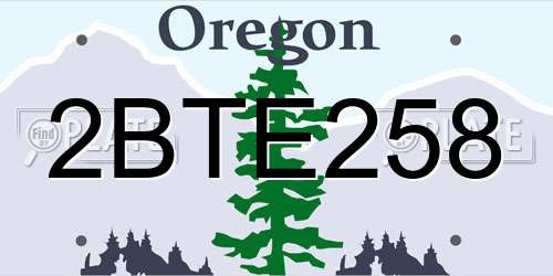 2BTE258 Oregon License Plate