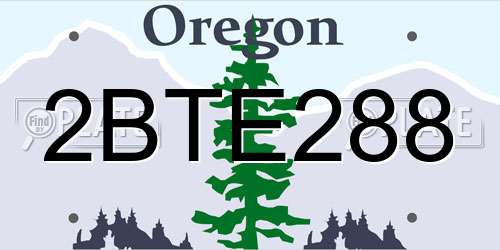 2BTE288 Oregon License Plate