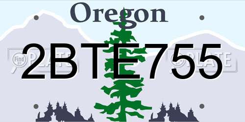 2BTE755 Oregon License Plate