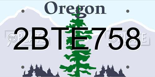 2BTE758 Oregon License Plate