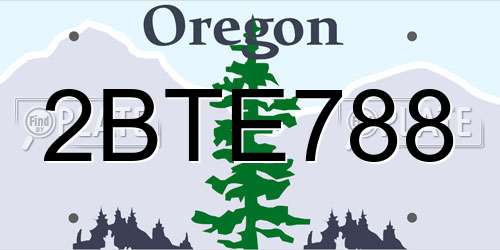 2BTE788 Oregon License Plate