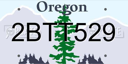 2BTT529 Oregon License Plate