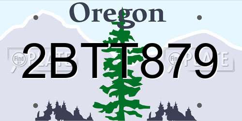 2BTT879 Oregon License Plate